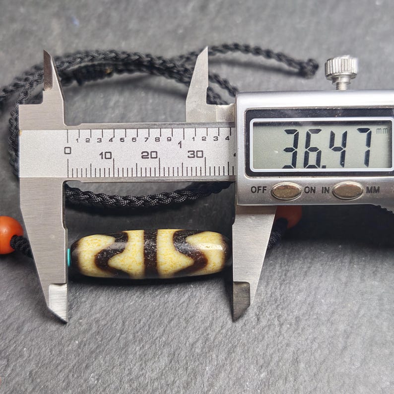 Authentic Tiger Tooth Dzi Bead Necklace 36*11mm - Tibetan Buddhist bead necklace, view 12