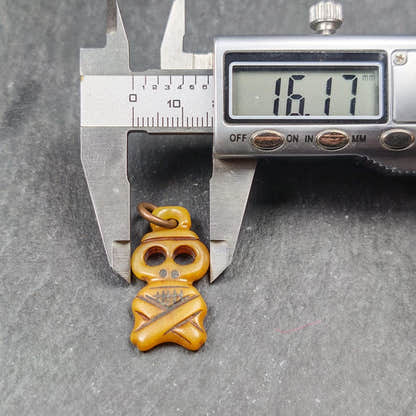Skull Pendant - Yak Bone Carved Tibetan Amulet - 30 - Tibetan Buddhist amulet, size reference