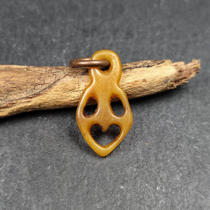 Ghost Skull Pendant - Yak Bone Carved Tibetan Amulet - 30 - Tibetan Buddhist amulet, detailed view