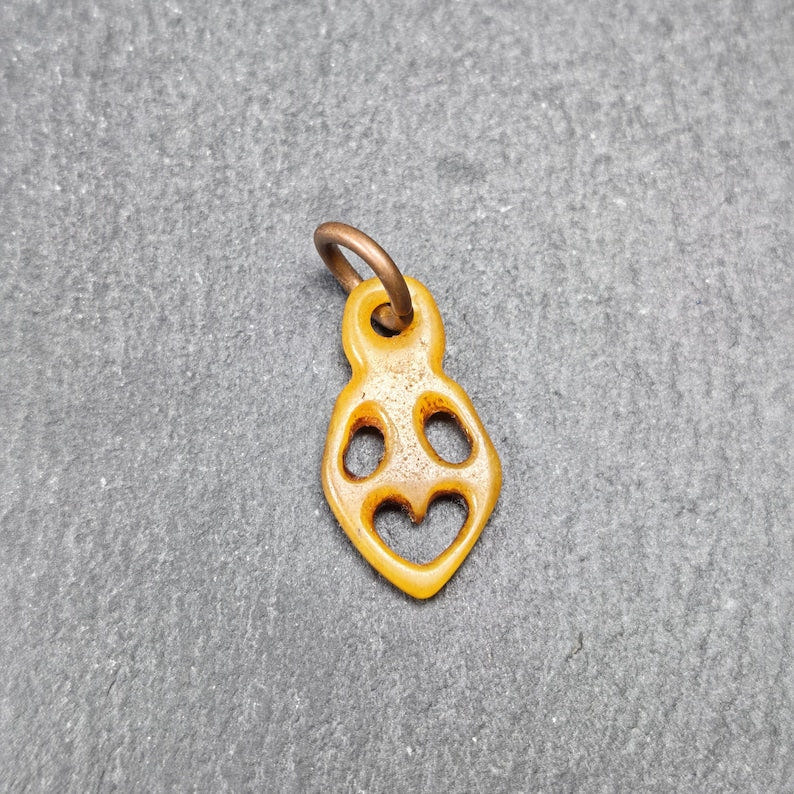 Ghost Skull Pendant - Yak Bone Carved Tibetan Amulet - 30 - Tibetan Buddhist amulet, view 6