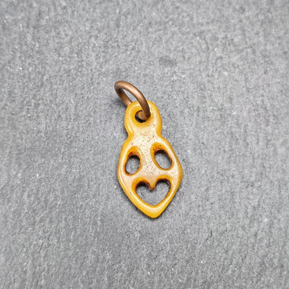 Ghost Skull Pendant - Yak Bone Carved Tibetan Amulet - 30×16mm