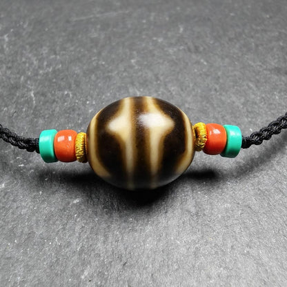 Tiger Tooth Dzi Bead Collarbone Pendant Necklace | 20*18mm