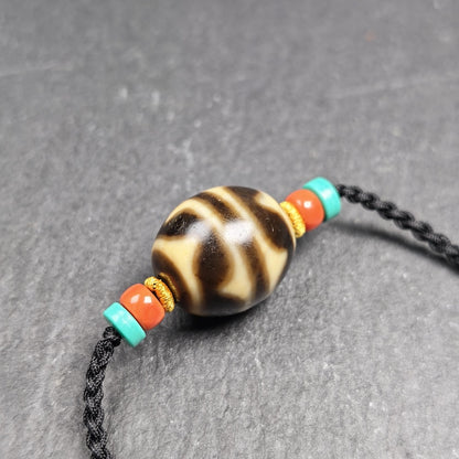 Tiger Tooth Dzi Bead Collarbone Pendant Necklace | 20*18mm