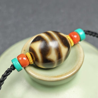 Tiger Tooth Dzi Bead Collarbone Pendant Necklace | 20*18mm