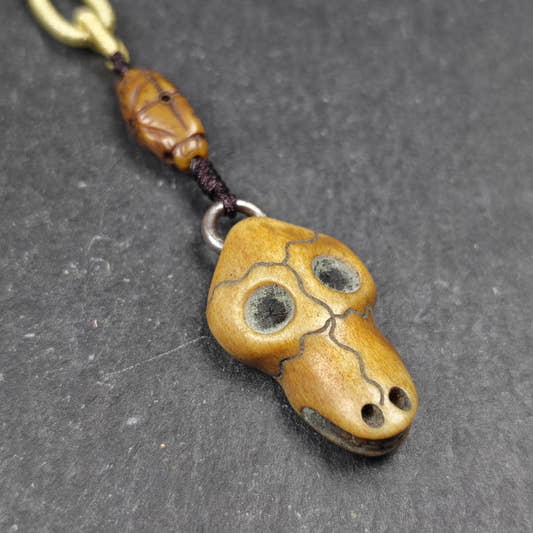 Bird Skull Amulet - Beak Mask Pendant - 31 - Tibetan Buddhist amulet, front view