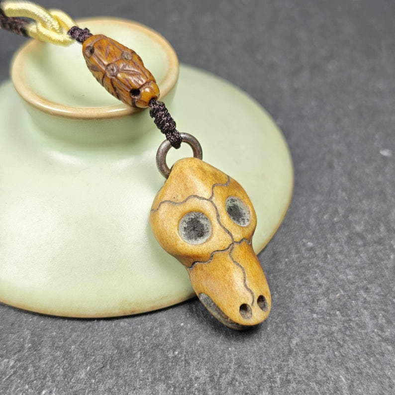 Bird Skull Amulet - Beak Mask Pendant - 31 - Tibetan Buddhist amulet, view 5