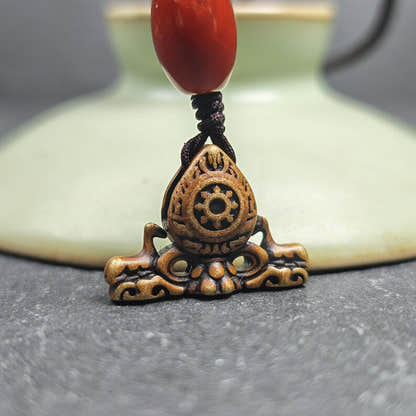 Deer & Dharma Wheel Pendant - 20mm - Tibetan Buddhist amulet, view 8