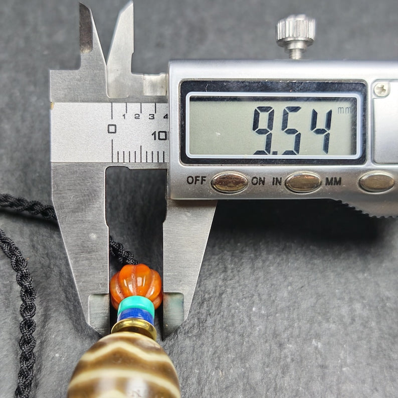 Dzi Bead Necklace - Wave Totem Dalo Dzi Clavicle Chain 20*18mm