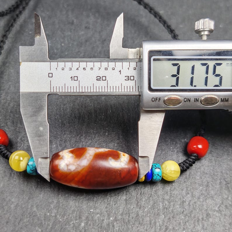 Vintage Fire Lotus Dzi Bead Necklace | 31*15mm