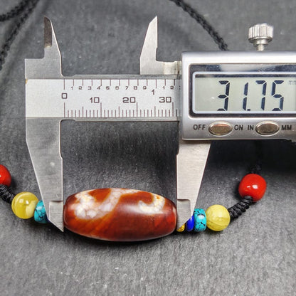 Vintage Fire Lotus Dzi Bead Necklace | 31*15mm