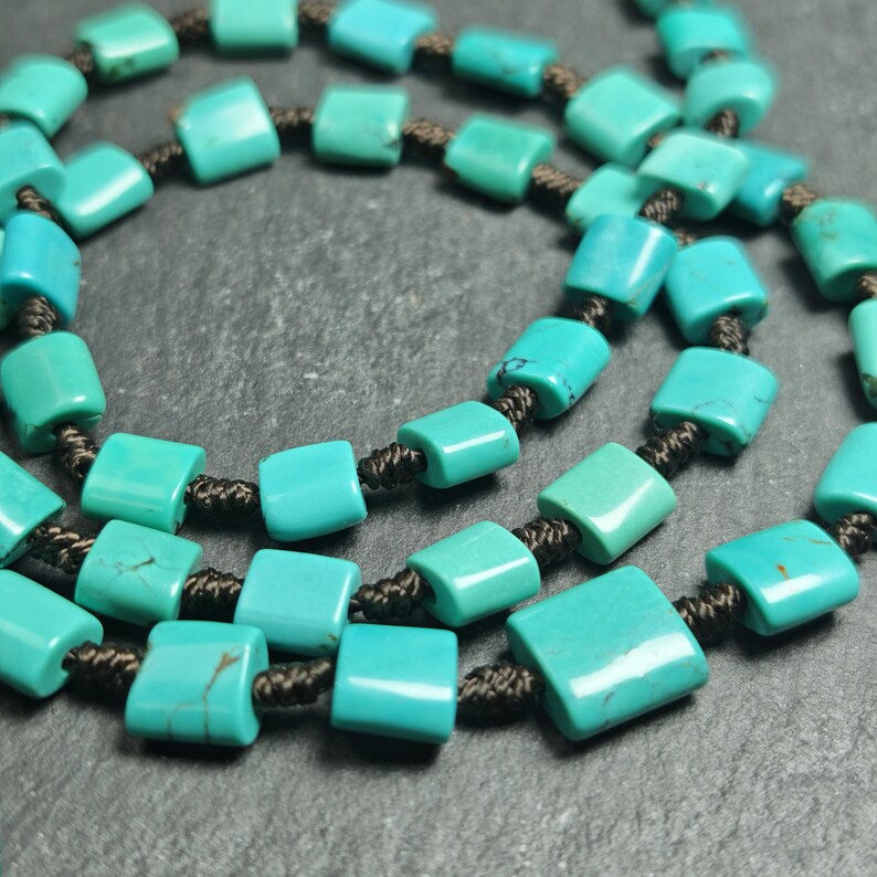 Turquoise Beads Necklace for Woman 40cm Length