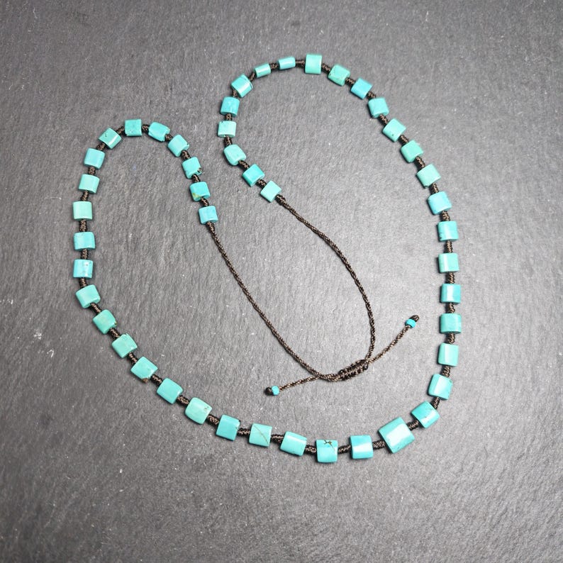 Turquoise Beads Necklace for Woman 40cm Length