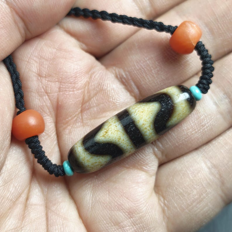 Authentic Tiger Tooth Dzi Bead Necklace 36*11mm - Tibetan Buddhist bead necklace, view 5