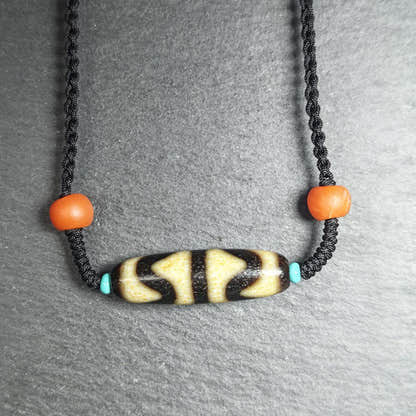Authentic Tiger Tooth Dzi Bead Necklace 36*11mm - Tibetan Buddhist bead necklace, view 6
