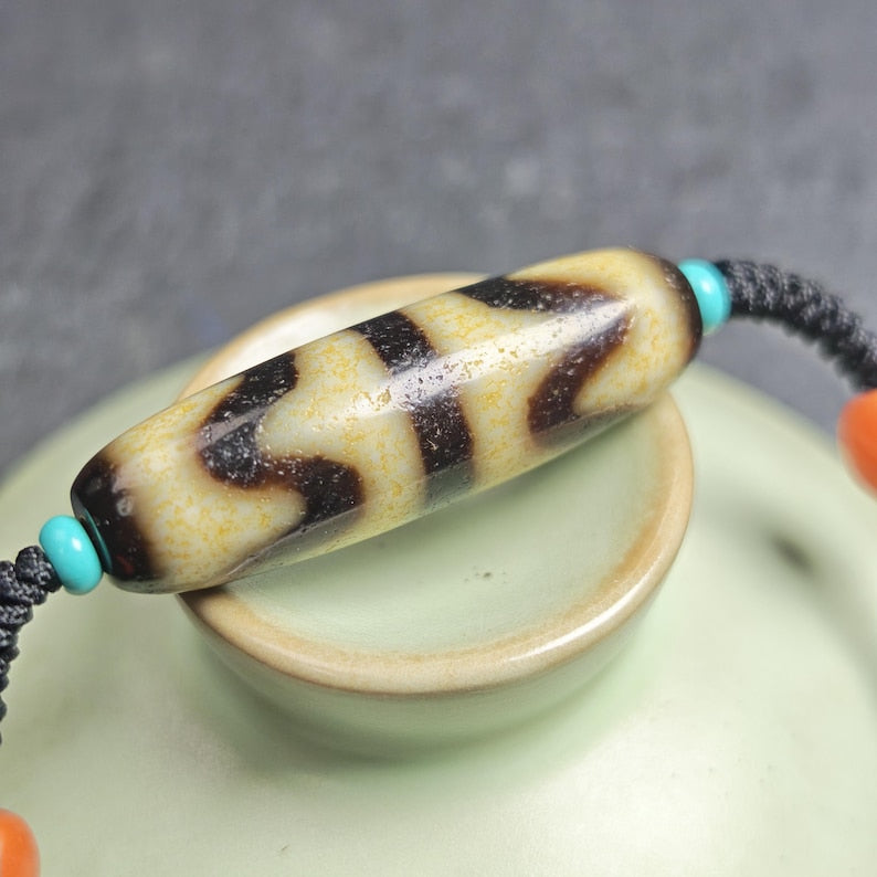 Authentic Tiger Tooth Dzi Bead Necklace 36*11mm