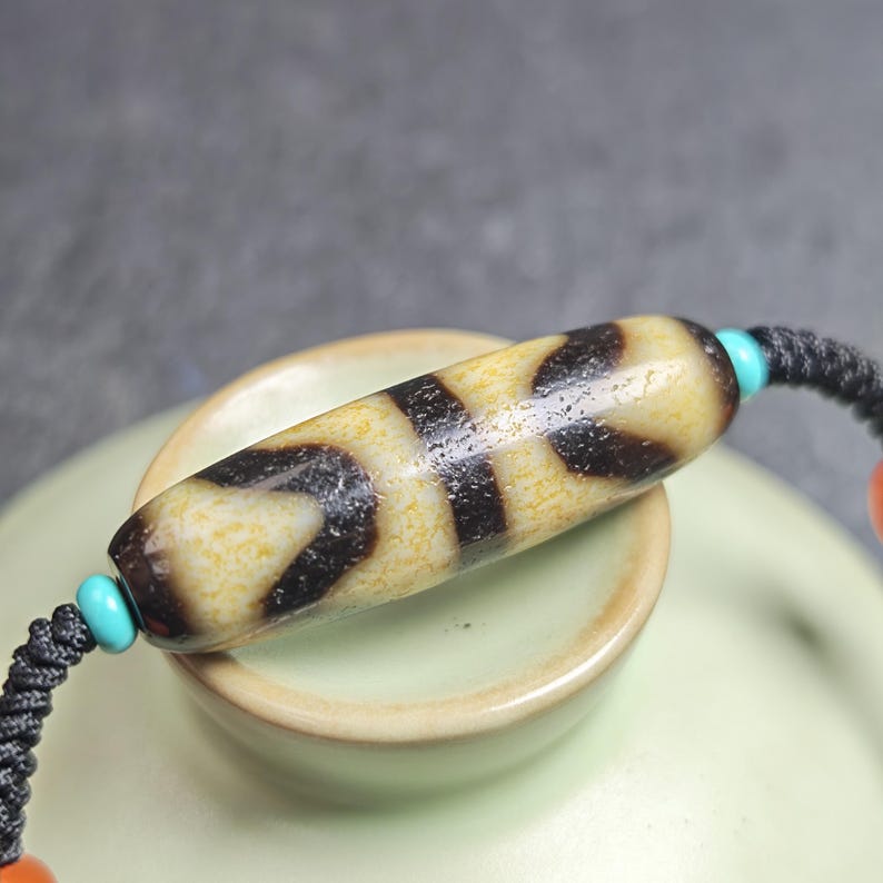 Authentic Tiger Tooth Dzi Bead Necklace 36*11mm - Tibetan Buddhist bead necklace, view 10