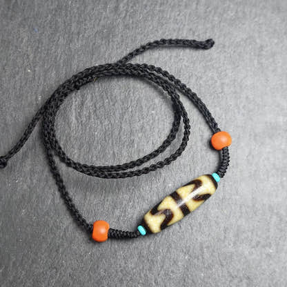 Authentic Tiger Tooth Dzi Bead Necklace 36*11mm - Tibetan Buddhist bead necklace, view 11