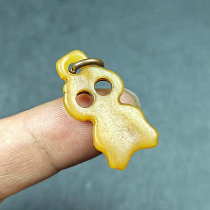 Skull Pendant - Yak Bone Carved Tibetan Amulet - 30 - Tibetan Buddhist amulet, view 6