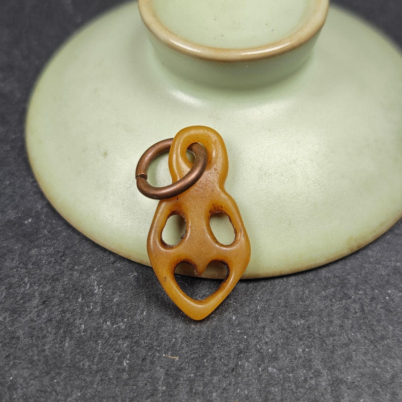 Ghost Skull Pendant - Yak Bone Carved Tibetan Amulet - 30 - Tibetan Buddhist amulet, view 5