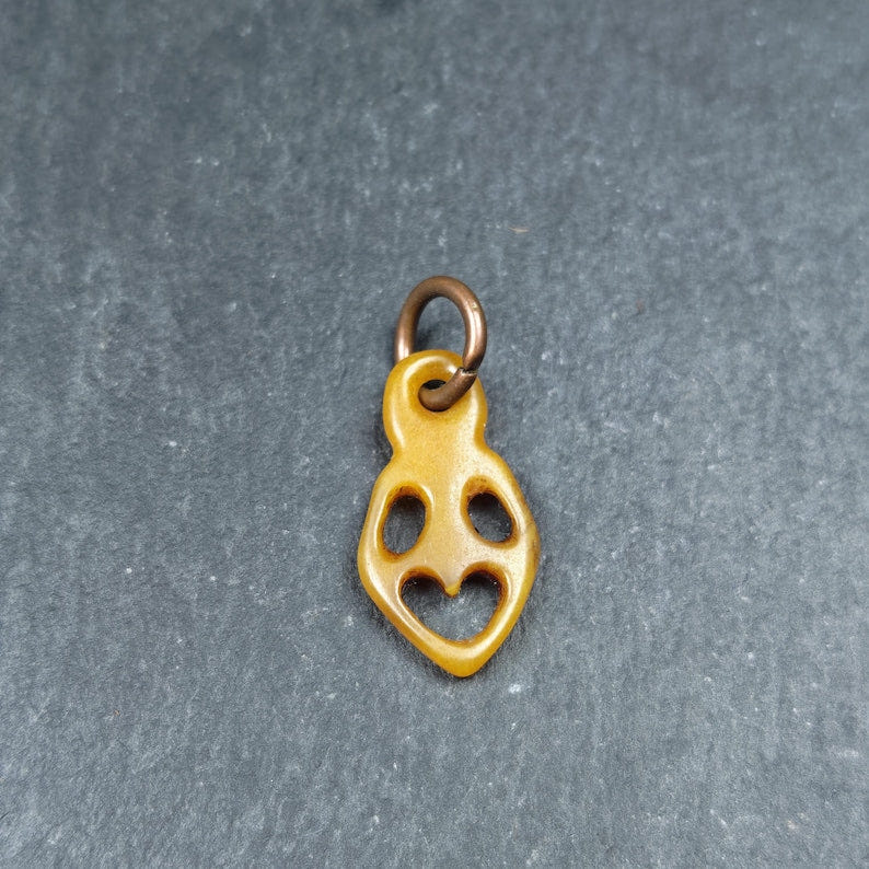 Ghost Skull Pendant - Yak Bone Carved Tibetan Amulet - 30 - Tibetan Buddhist amulet, view 8
