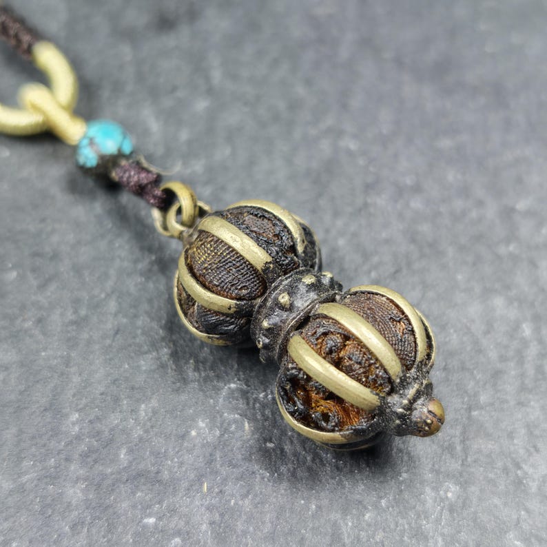 Vajra Amulet Tibetan Protective Charm with Consecration Filled 35*15mm - Tibetan Buddhist amulet, detailed view