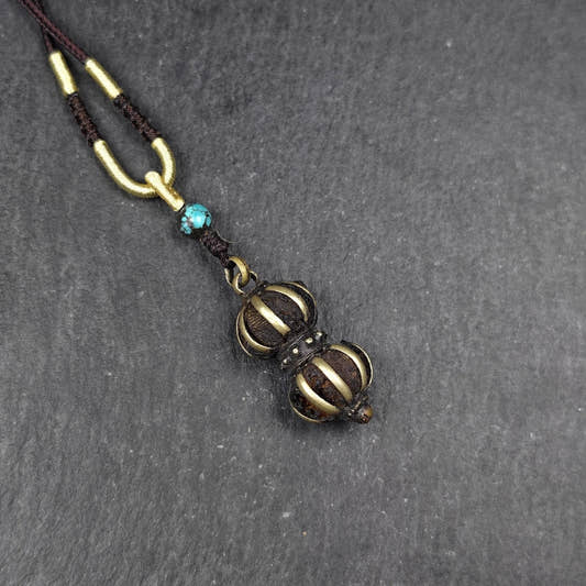 Vajra Amulet Tibetan Protective Charm with Consecration Filled 35*15mm - Tibetan Buddhist amulet, front view