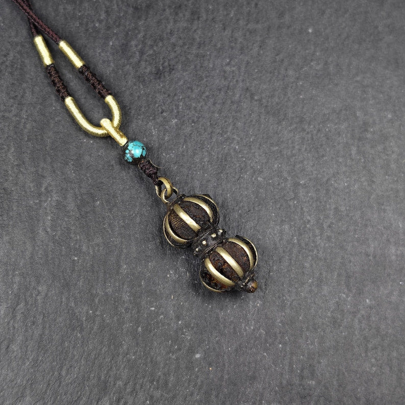 Vajra Amulet Tibetan Protective Charm with Consecration Filled 35*15mm - Tibetan Buddhist amulet, front view