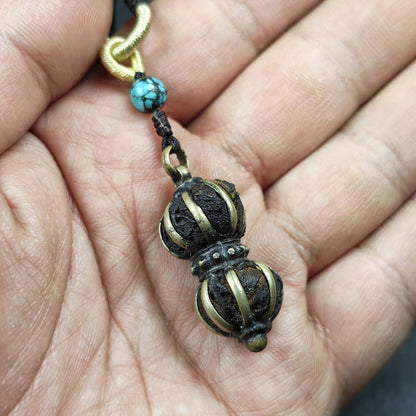 Vajra Amulet Tibetan Protective Charm with Consecration Filled 35*15mm