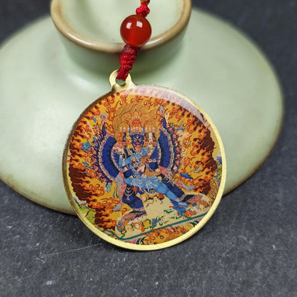 Yamantaka Amulet Vintage Tibetan Amulet 34mm