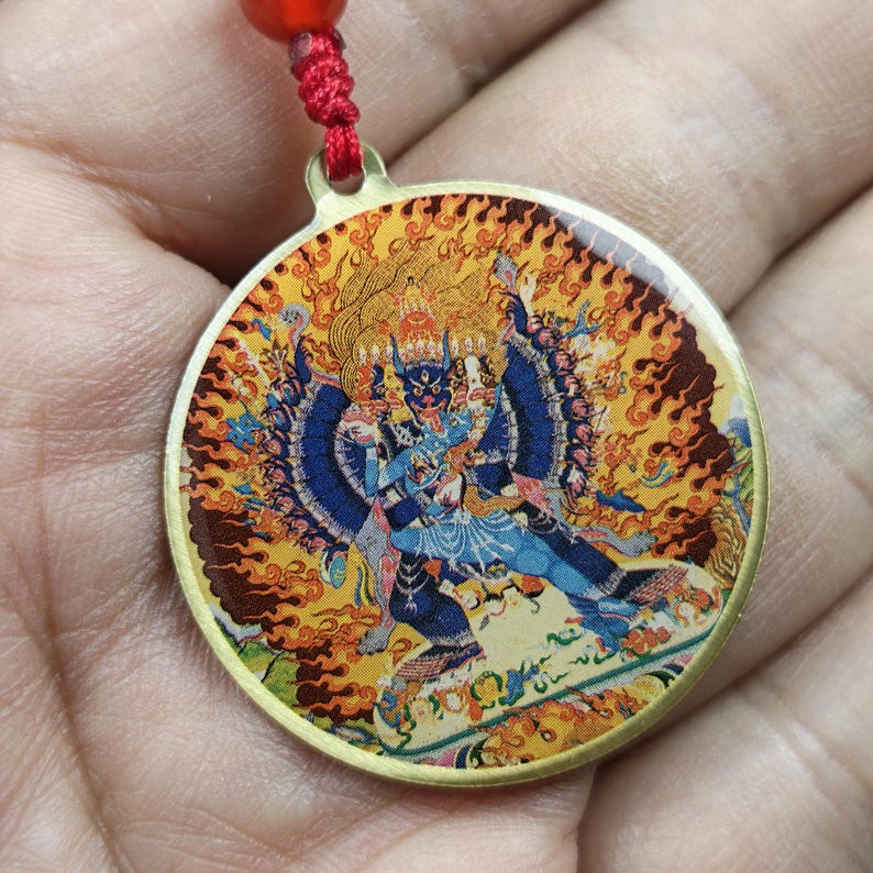 Yamantaka Amulet Vintage Tibetan Amulet 34mm