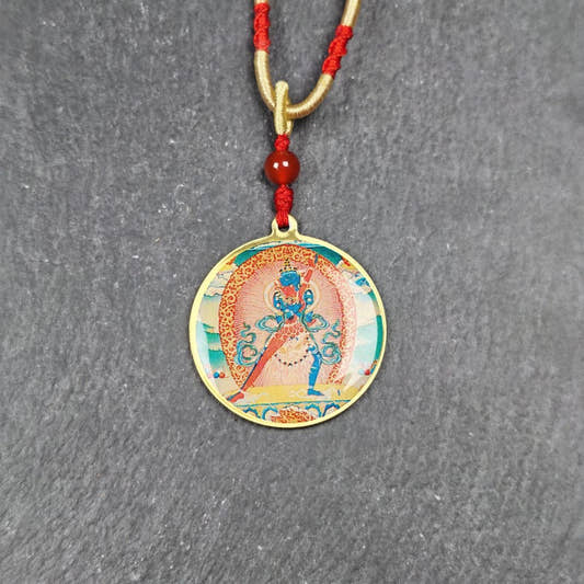Chakrasamvara + Mahakala Amulet Double Sided 34mm - Tibetan Buddhist amulet, front view