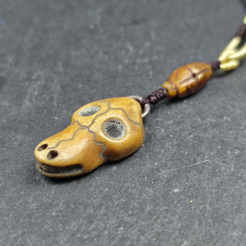 Bird Skull Amulet - Beak Mask Pendant - 31 - Tibetan Buddhist amulet, view 6