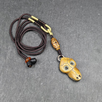 Bird Skull Amulet - Beak Mask Pendant - 31 - Tibetan Buddhist amulet, detailed view
