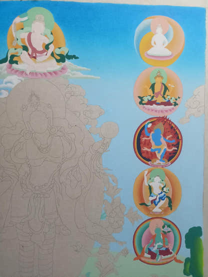 Hand Painted Yeshe Tsogyal Thanka - 130cm Height - Tibetan thangka painting, view 11
