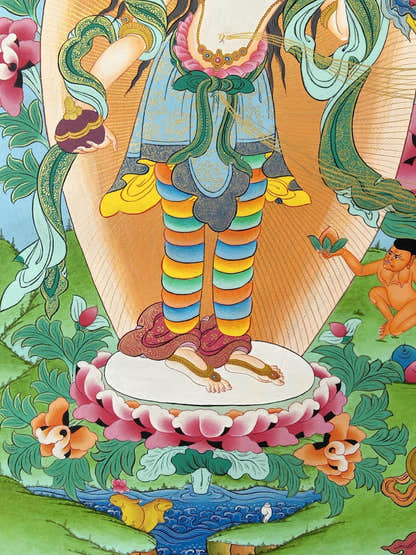 Hand Painted Yeshe Tsogyal Thanka - 130cm Height - Tibetan thangka painting, view 6