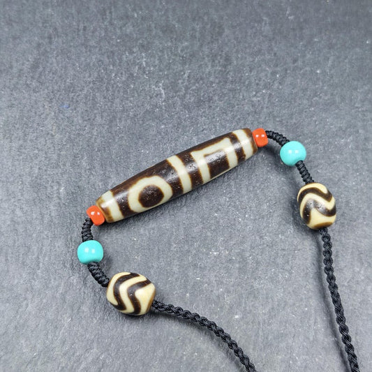 Authentic Dual Sky Earth Dzi Bead Necklace | 56*12mm