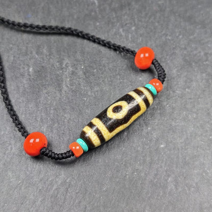 Vintage 3 Eyes Dzi Bead Necklace | Tibetan Dzi Amulet 36*11mm Gandhanra-ART