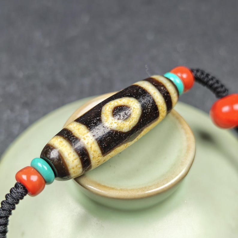 Vintage 3 Eyes Dzi Bead Necklace | Tibetan Dzi Amulet 36*11mm Gandhanra-ART