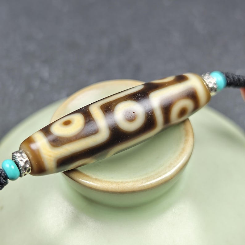 Vintage 9 Eyes Dzi Bead Necklace | Tibetan Dzi Amulet | Protection Charm | 42*11mm Gandhanra-ART
