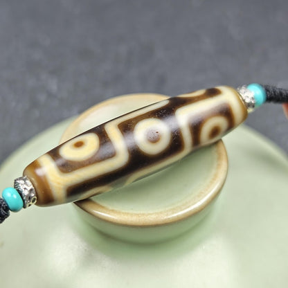 Vintage 9 Eyes Dzi Bead Necklace | Tibetan Dzi Amulet | Protection Charm | 42*11mm Gandhanra-ART