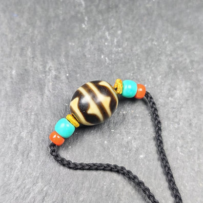 Tiger Tooth Dzi Bead Necklace | Tibetan Dzi Amulet | Protection Charm | 20*18mm Gandhanra-ART