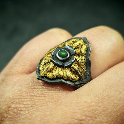 Tibetan Cross Vajra Ring Gold & Silver Gilding Adjustable Ring