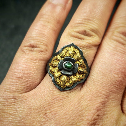 Tibetan Cross Vajra Ring Gold & Silver Gilding Adjustable Ring