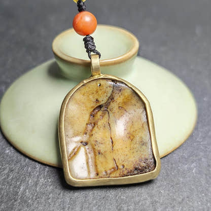 Antique Shield-shaped Kapala Amulet 36mm - Tibetan Buddhist amulet, view 8