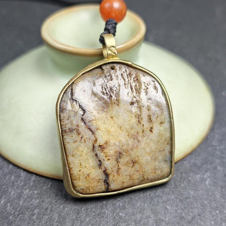 Antique Shield-shaped Kapala Amulet 36mm - Tibetan Buddhist amulet, view 7