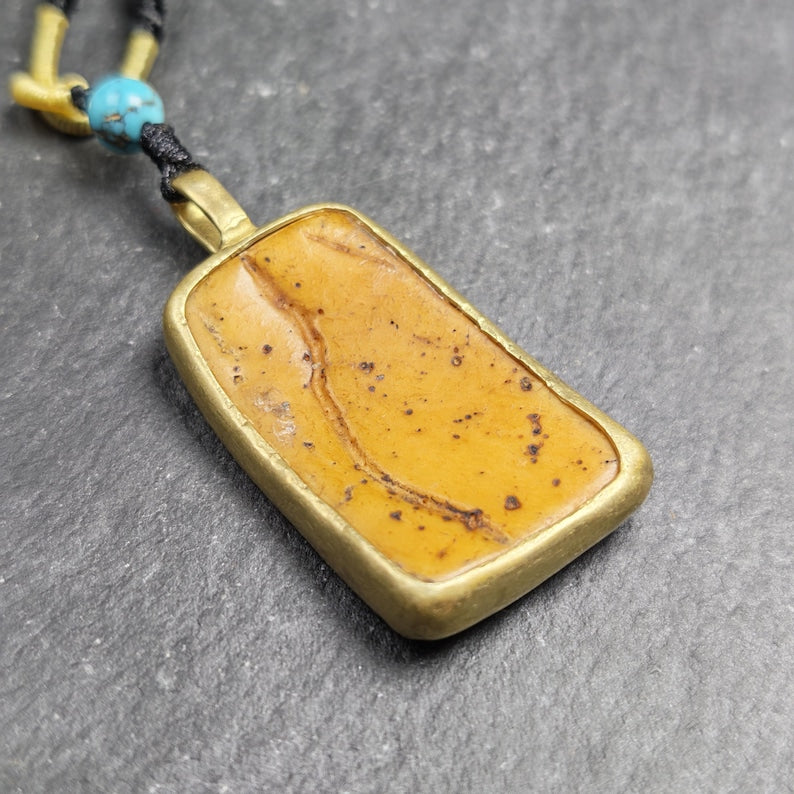 Antique Shield-shaped Kapala Amulet - 40mm × 24mm - Decades Old Gandhanra-ART