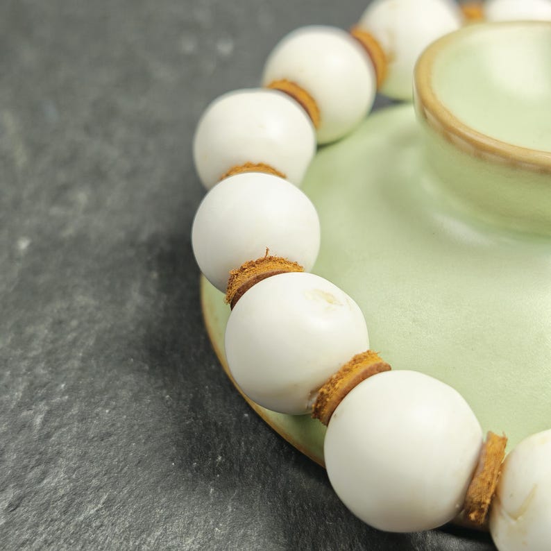 Tibetan Conch Shell Wrist Mala | 15mm Prayer Bead Bracelet Gandhanra-ART
