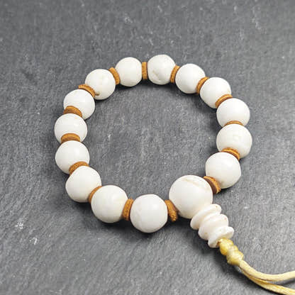 Tibetan Conch Shell Wrist Mala - Tibetan Buddhist mala beads, view 6