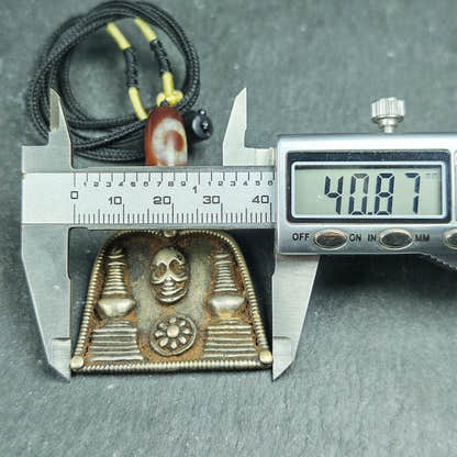 Vintage Skull Citipati Stupa Amulet - 34*40mm - Tibetan Buddhist amulet, view 11