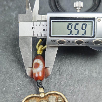 Vintage Skull Citipati Stupa Amulet - 34*40mm - Tibetan Buddhist amulet, size reference